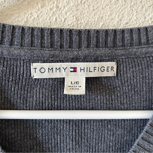 VTG Tommy Hilfiger Women’s Knit Sweater Large Blue Gray 90d y2k Pullover - Picture 5 of 9